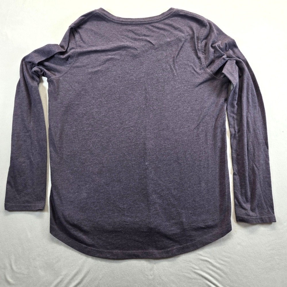 Carhartt T-Shirt Womens L Purple TK4407-W Relaxed Fit V-Neck Long Sleeve Logo - Picture 7 of 7